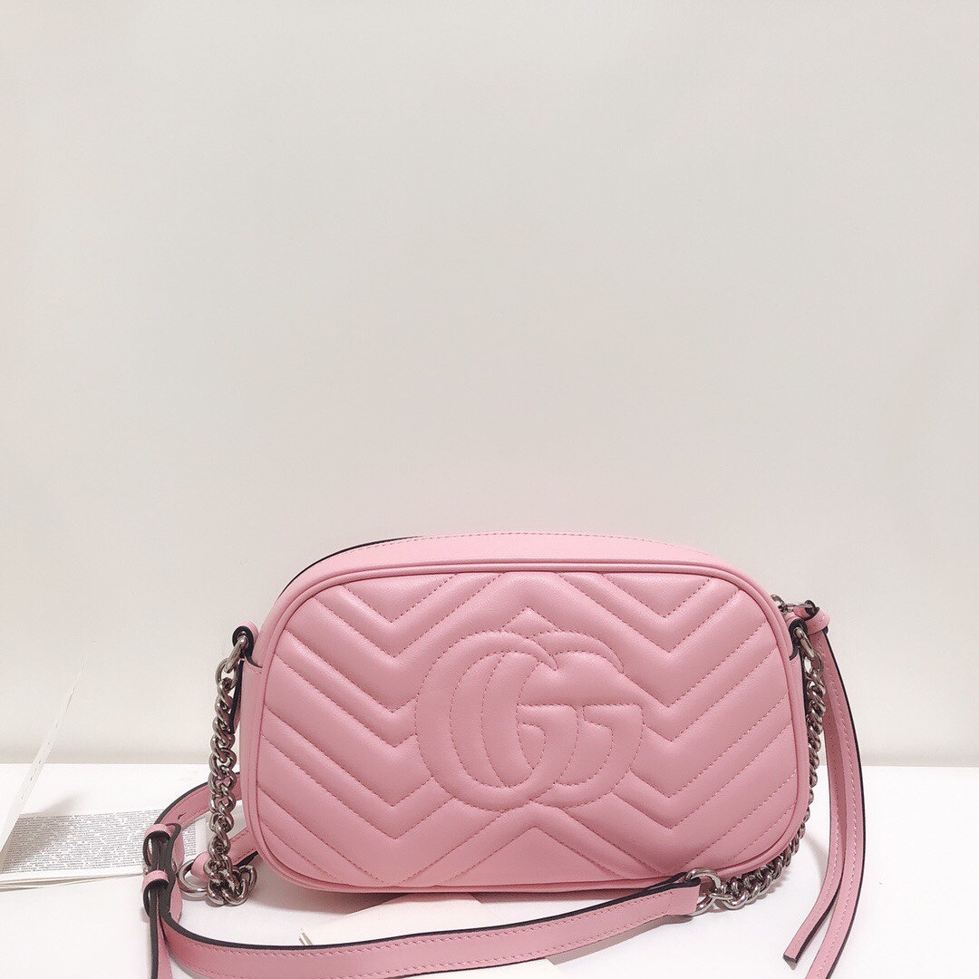 Gucci GG Marmont Small Matelasse Shoulder Bag 447632 Pink